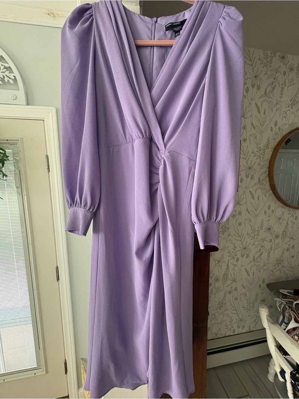 Maggy London Lavender Twist-Front Midi Dress